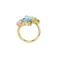Gema Motif Yüzük, Karışık kesimler, Çok renkli, Altın rengi kaplama 58