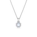 Birthstone Kolye Ucu, Kare kesim, Mart, Mavi, Rodyum kaplama