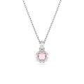 Birthstone Kolye Ucu, Kare kesim, Haziran, Pembe, Rodyum kaplama