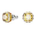 Birthstone düğme Küpeler, Kare kesim, Kasım, Sarı, Rodyum kaplama