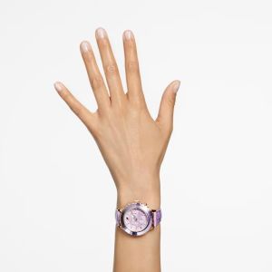 Octea Lux Chrono Saat, Deri kayış, Mor, Pembe altın rengi PVD