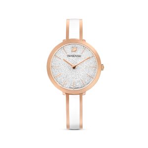 Crystalline Delight Saat, Metal bileklik, Beyaz, Pembe altın rengi PVD