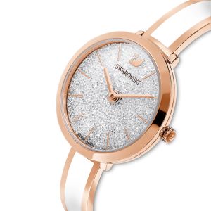 Crystalline Delight Saat, Metal bileklik, Beyaz, Pembe altın rengi PVD