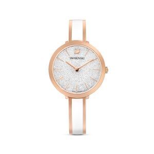Crystalline Delight Saat, Metal bileklik, Beyaz, Pembe altın rengi PVD