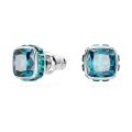Birthstone düğme Küpeler, Kare kesim, Aralık, Mavi, Rodyum kaplama