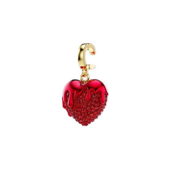 Idyllia Charm, Yuvarlak kesim, Kalp, Kırmızı, Altın rengi kaplama
