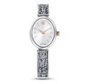 Crystal Rock Oval Saat, İsviçre Üretimi, Metal bileklik, Beyaz, Paslanmaz çelik