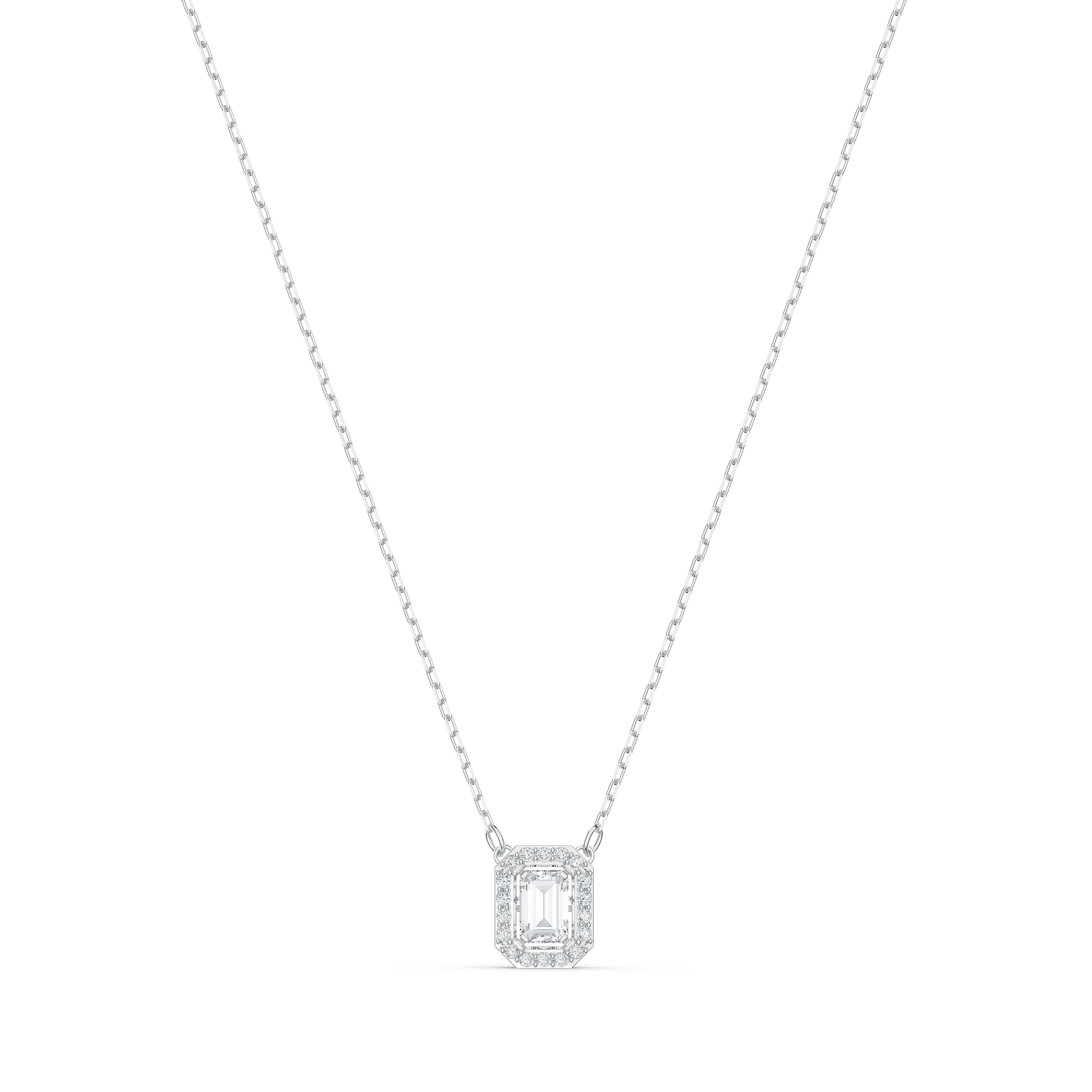 UnaKolye, Kare Swarovski zirkonya, Beyaz, Rodyum kaplama