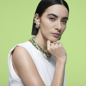 UnaKolye, Kare Swarovski zirkonya, Beyaz, Rodyum kaplama