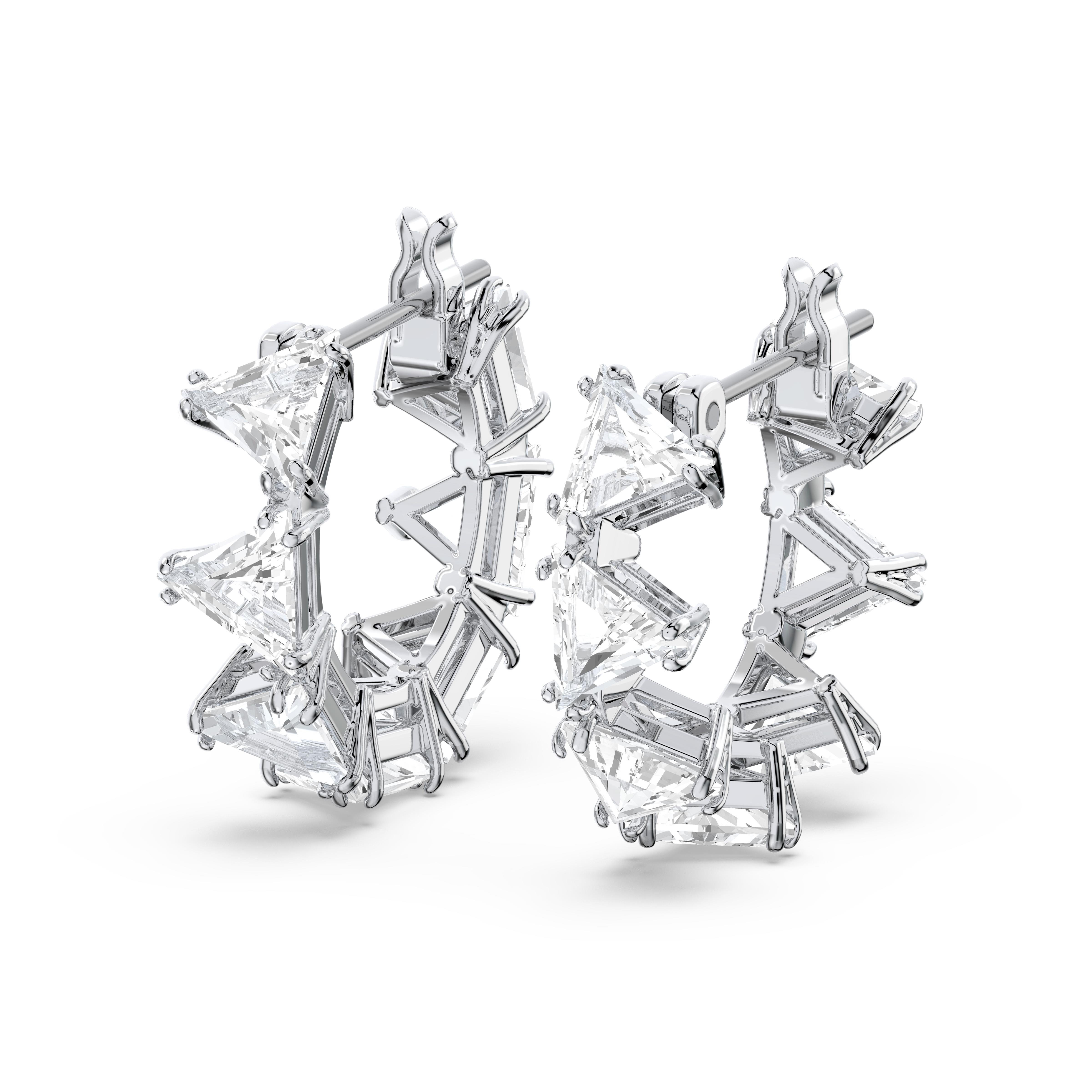 Millenia halka küpeler, Üçgen Swarovski Zirkon, Çok renkli, Rodyum kaplama