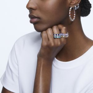 Millenia halka küpeler, Üçgen Swarovski Zirkon, Çok renkli, Rodyum kaplama