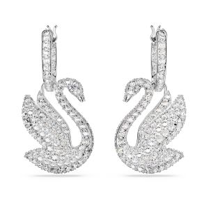 Swan damla küpeler, Kuğu, Beyaz, Rodyum kaplama