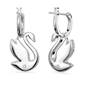 Swan damla küpeler, Kuğu, Beyaz, Rodyum kaplama