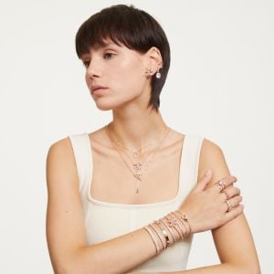 Swan Kolye Ucu, Kuğu, Küçük, Beyaz, Pembe altın rengi kaplama