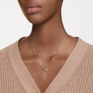 Hyperbola Y Kolye Ucu, Fiyonk, Pembe, Pembe altın rengi kaplama
