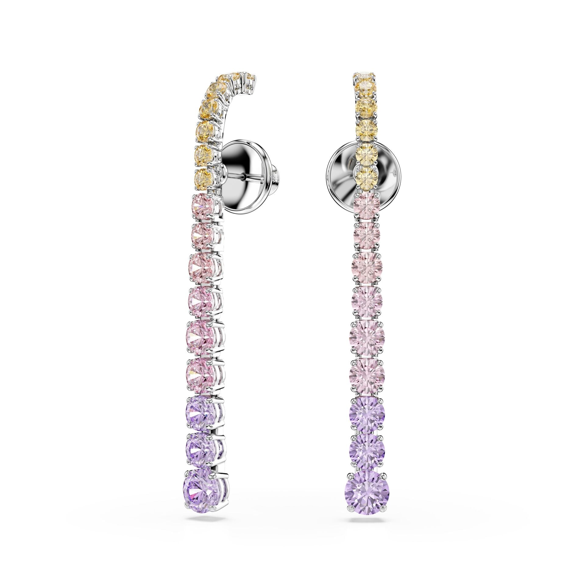Matrix damla küpeler, Yuvarlak kesimlerin renk geçişleri, Çok renkli, Rodyum kaplama