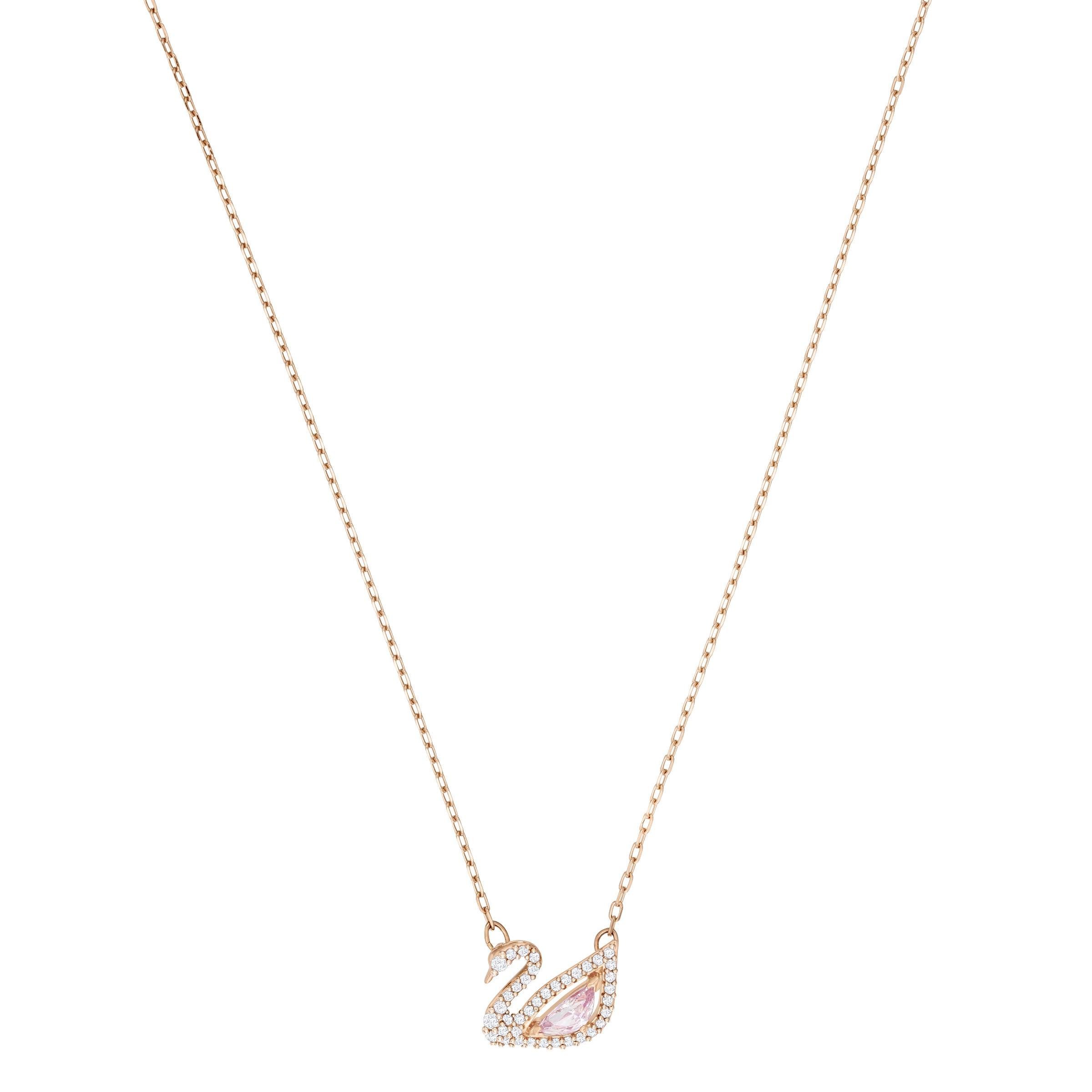 Swan Kolye, Cok Renkli, Pembe altın rengi kaplama