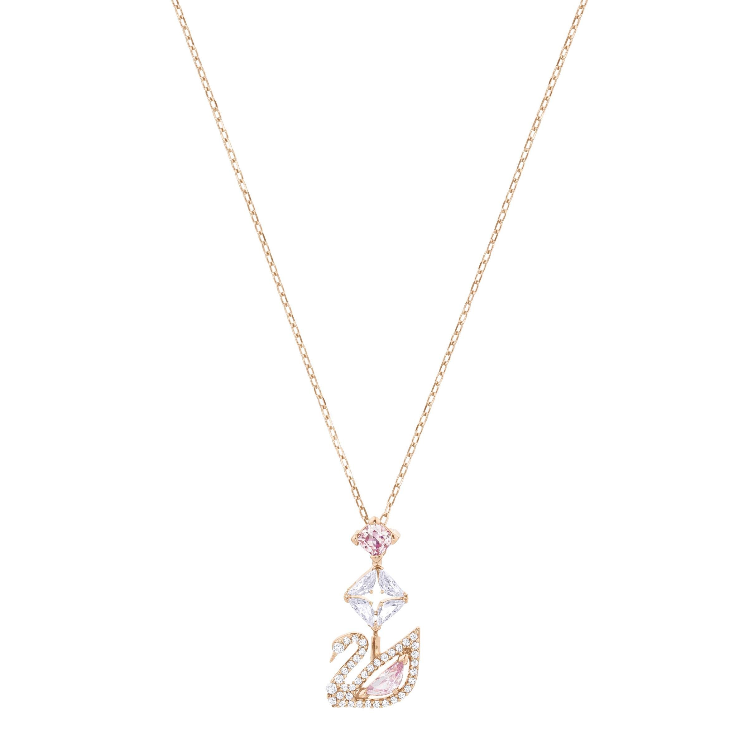 Swan Y-Kolye, Cok Renkli, Pembe altın rengi kaplama
