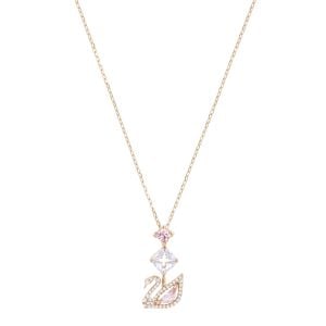 Swan Y-Kolye, Cok Renkli, Pembe altın rengi kaplama