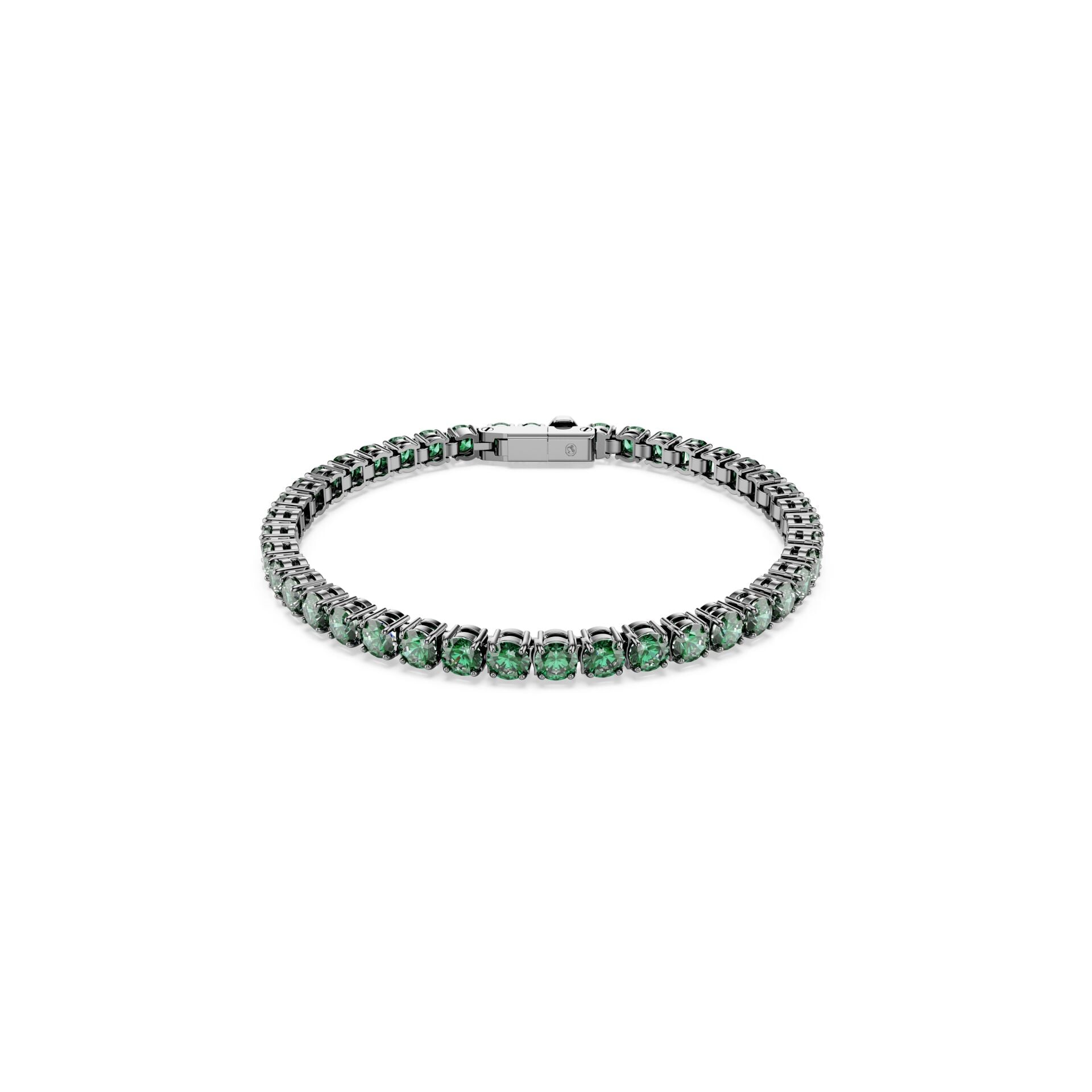 Matrix Tennis bileklik, Yuvarlak kesim, Yeşil, Rutenyum kaplama S