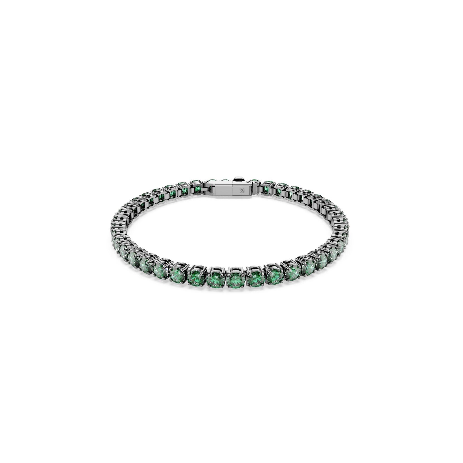 Matrix Tennis bileklik, Yuvarlak kesim, Yeşil, Rutenyum kaplama L