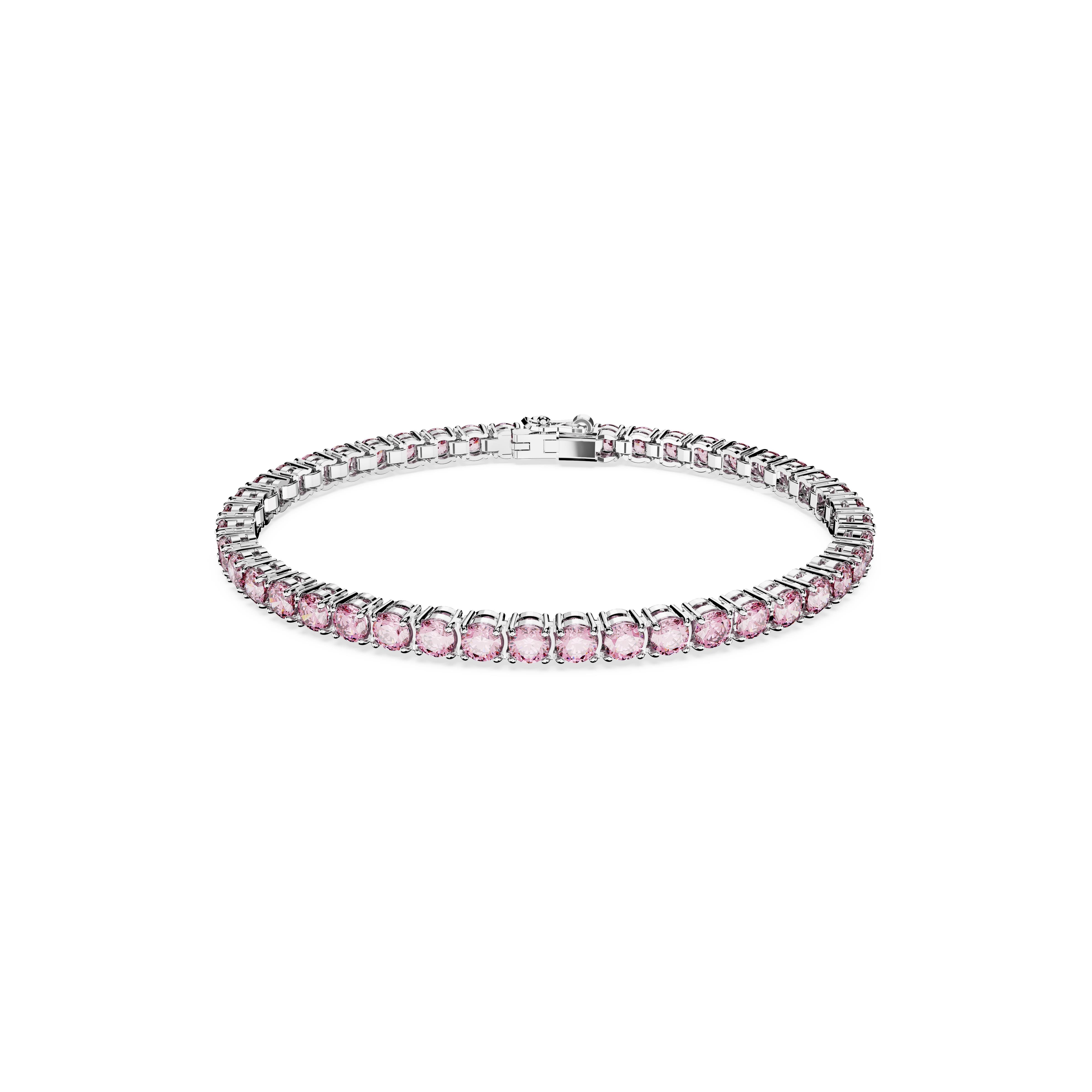 Matrix Tennis Bileklik, Yuvarlak kesim, Pembe, Rodyum kaplama S