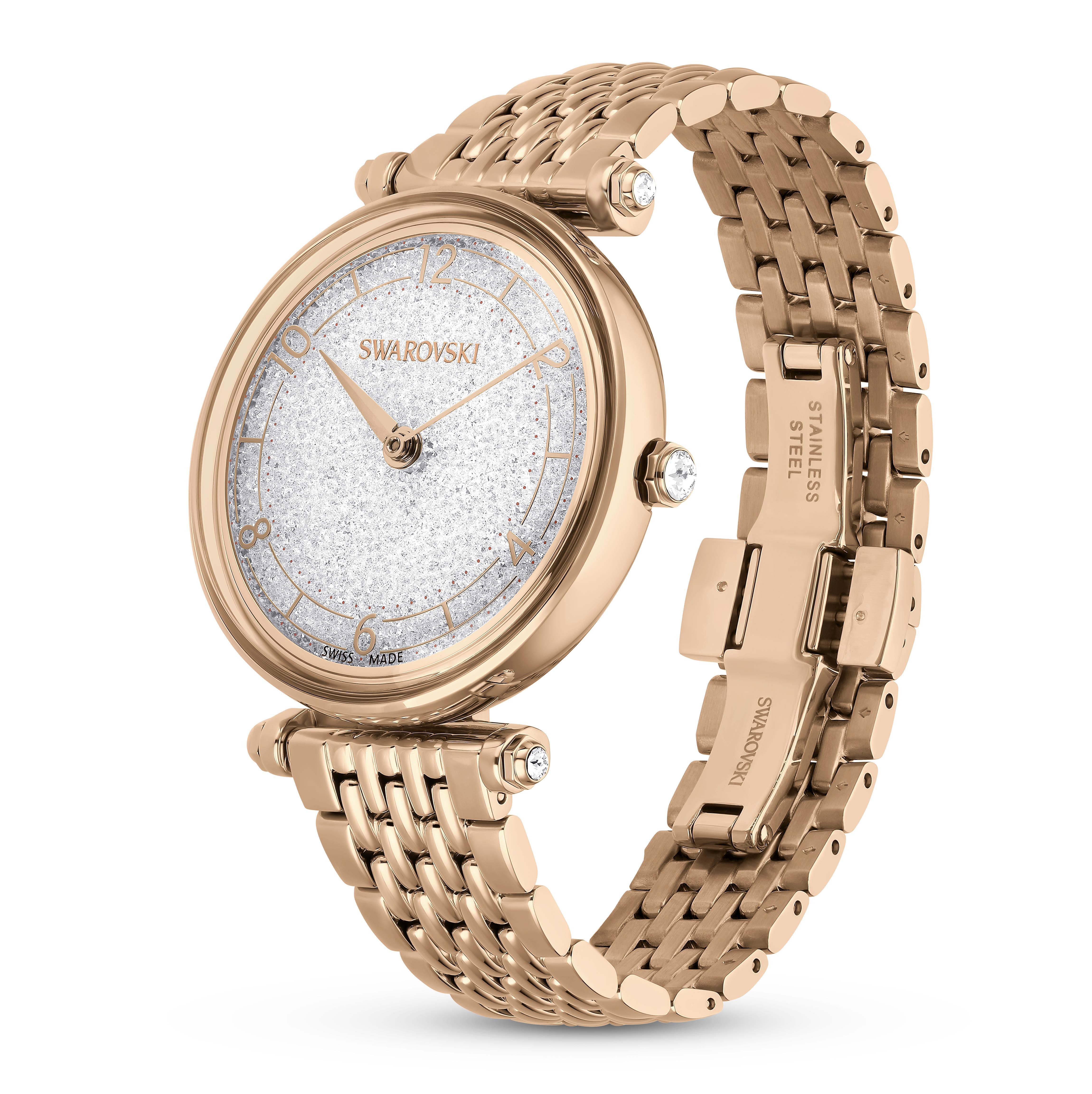 Crystalline Wonder Saat, İsviçre Üretimi, Metal bileklik, Rose Altın tonu, Pembe altın rengi yüzey