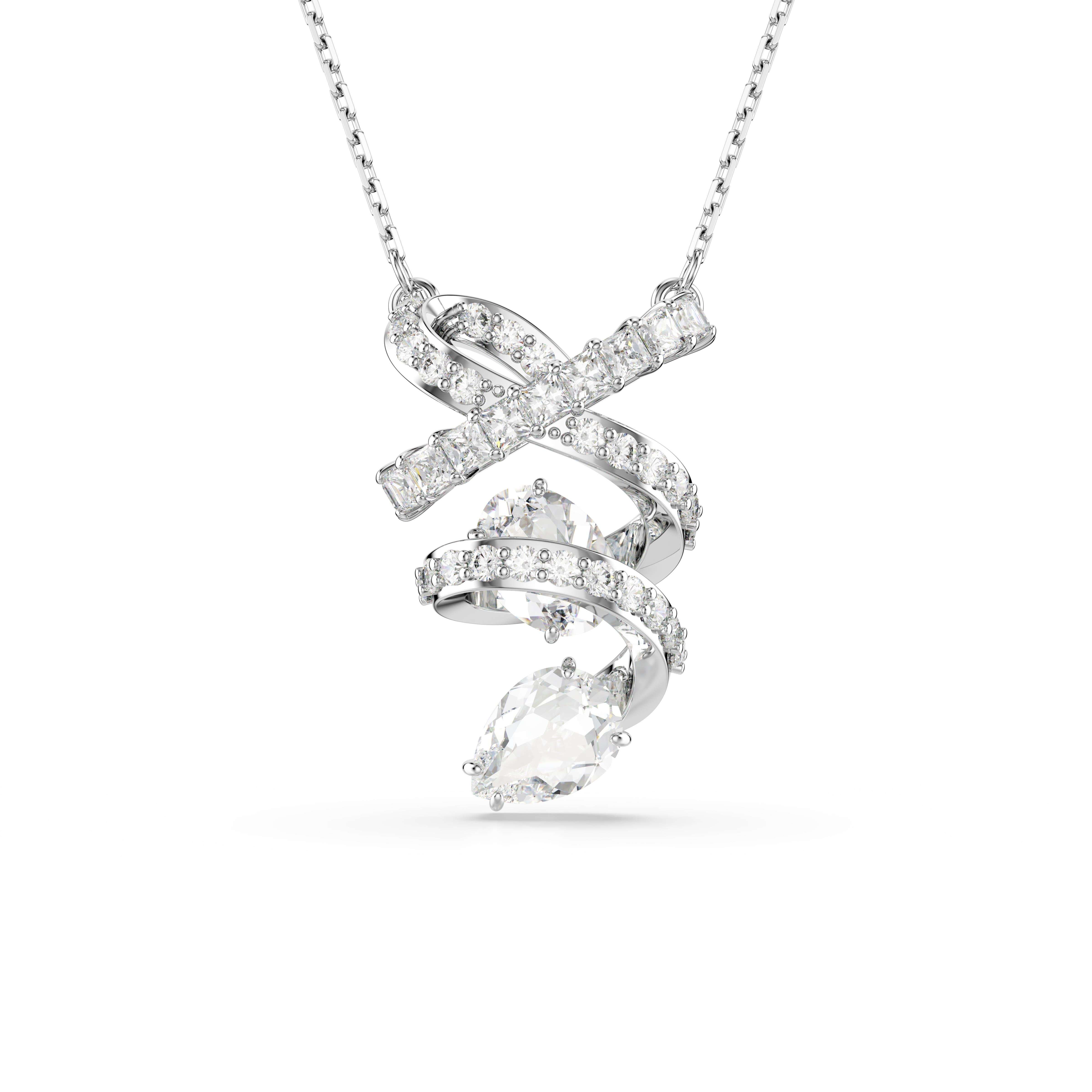 Hyperbola Kolye, Karışık kesimler, Beyaz, Rodyum kaplama