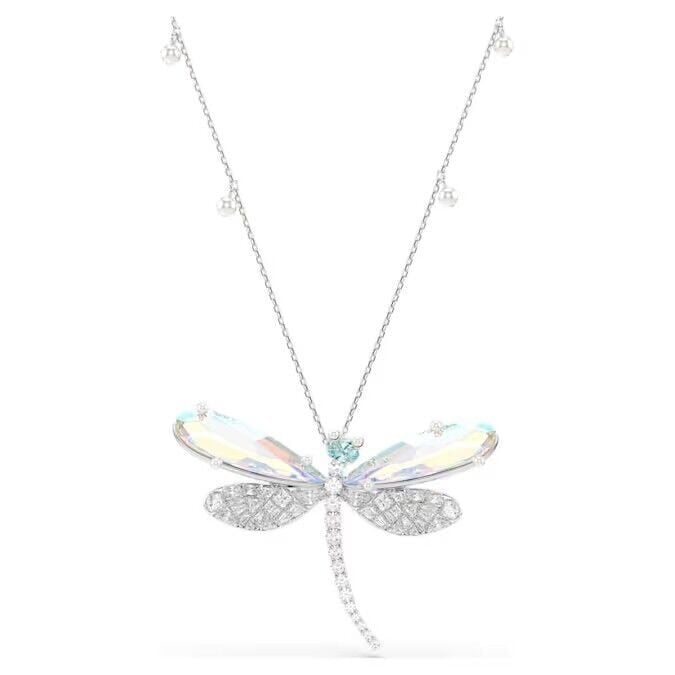 Ariana Grande x Swarovski Kolye ve broş, Karışık kesimler, Yusufçuk, Yeşil, Rodyum kaplama