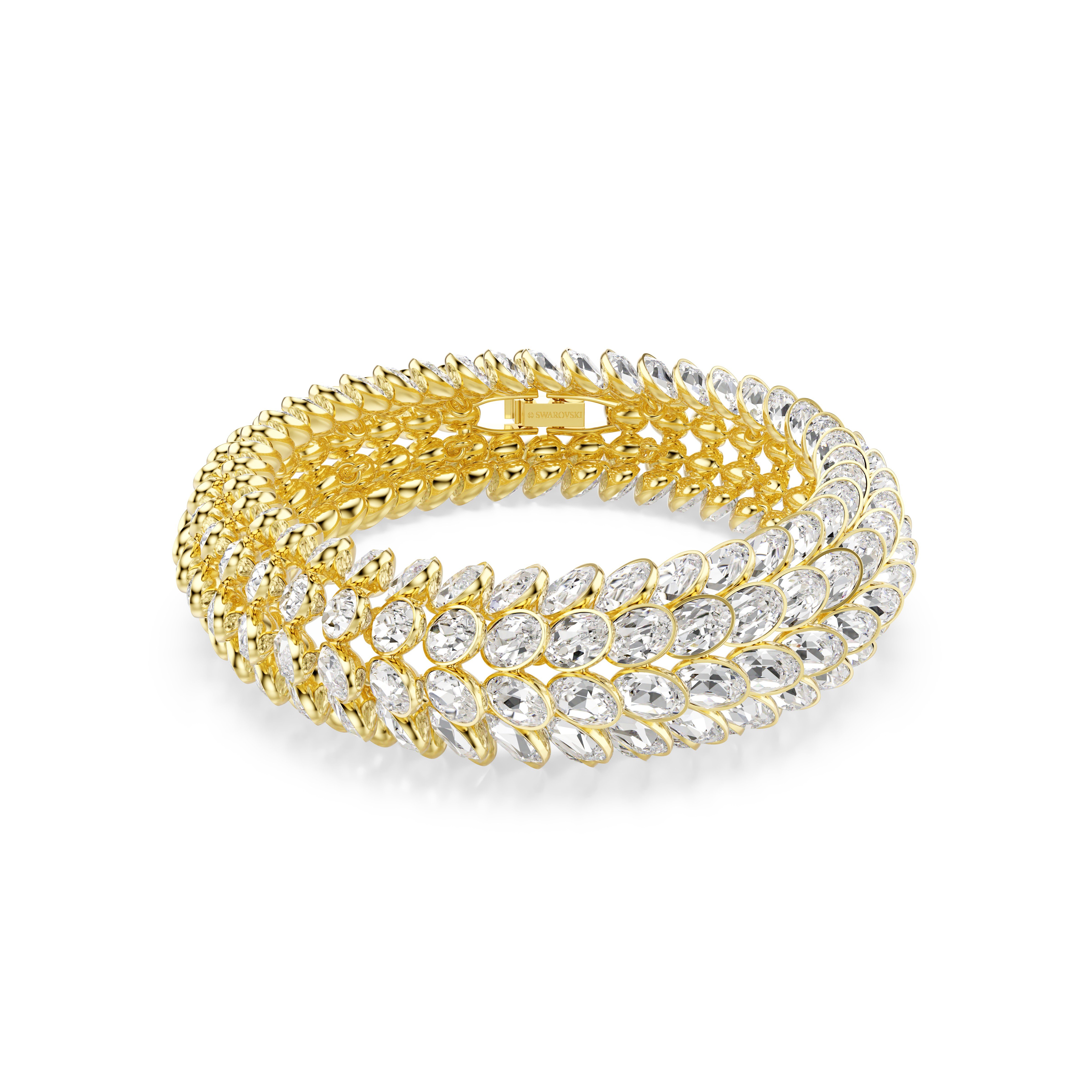 Idyllia Bileklik, Oval kesim, Beyaz, Altın rengi kaplama M