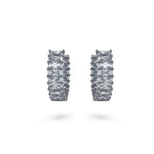 Matrix halka küpeler, Baget kesim, Gri, Rutenyum kaplama