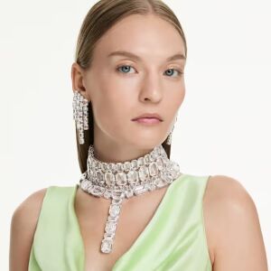 Millenia Klipsli Küpeler, Sekizgen kesim, Avize, Beyaz, Rodyum kaplama