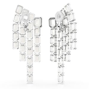 Millenia Klipsli Küpeler, Sekizgen kesim, Avize, Beyaz, Rodyum kaplama