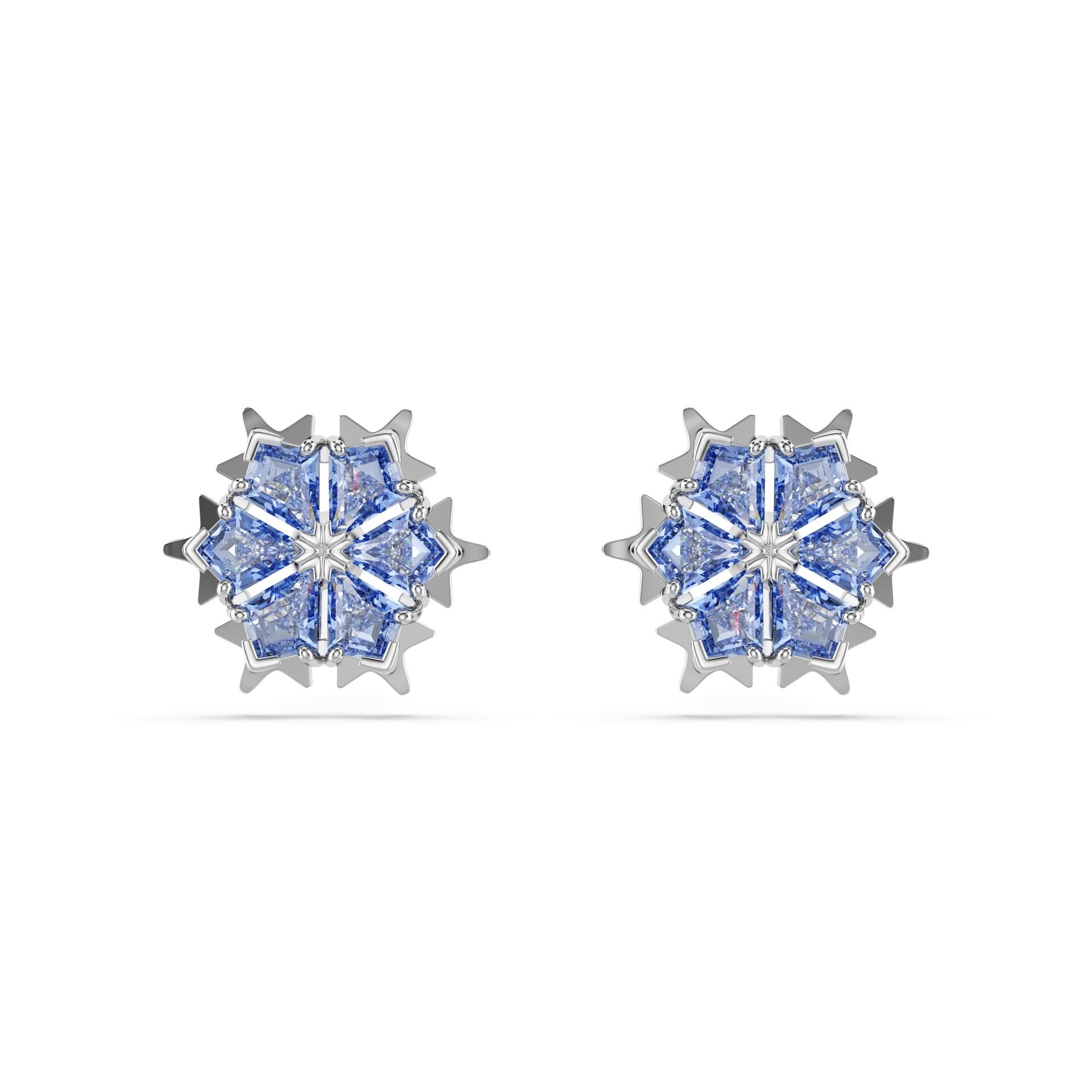 Magic düğme Küpeler, Kar tanesi, Mavi, Rodyum kaplama