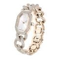 Dextera Chain Saat, İsviçre Üretimi, Kristal bileklik, Beyaz, Şampanya altın rengi yüzey