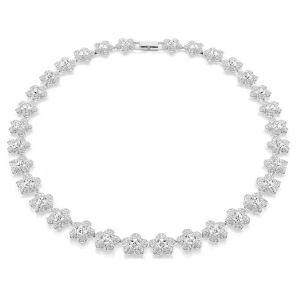 Ariana Grande x Swarovski Kolye, Yuvarlak kesim, Çiçek, Beyaz, Rodyum kaplama