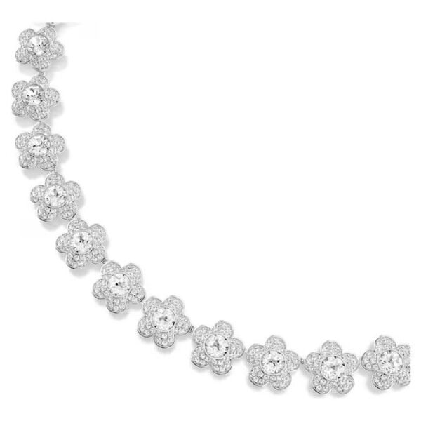 Ariana Grande x Swarovski Kolye, Yuvarlak kesim, Çiçek, Beyaz, Rodyum kaplama