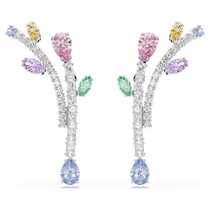 Ariana Grande x Swarovski damla küpeler, Karışık kesimler, Çok renkli, Rodyum kaplama
