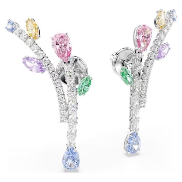 Ariana Grande x Swarovski damla küpeler, Karışık kesimler, Çok renkli, Rodyum kaplama