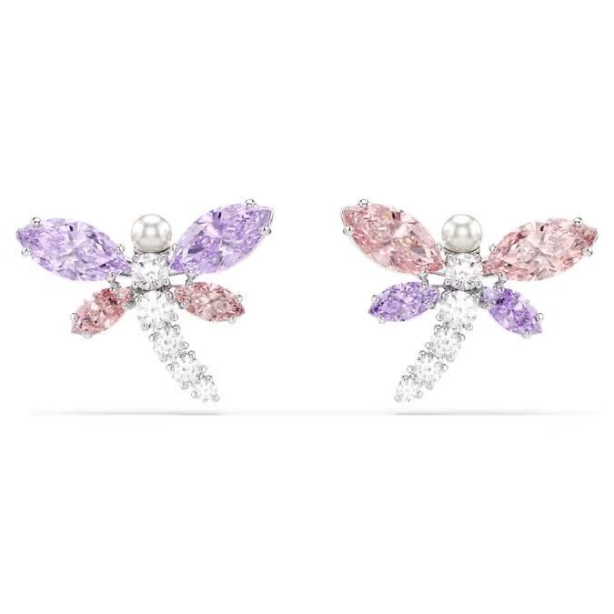 Ariana Grande x Swarovski düğme Küpeler, Karışık kesimler, Yusufçuk, Çok renkli, Rodyum kaplama