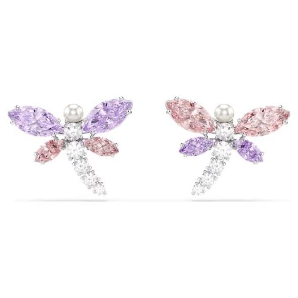 Ariana Grande x Swarovski düğme Küpeler, Karışık kesimler, Yusufçuk, Çok renkli, Rodyum kaplama