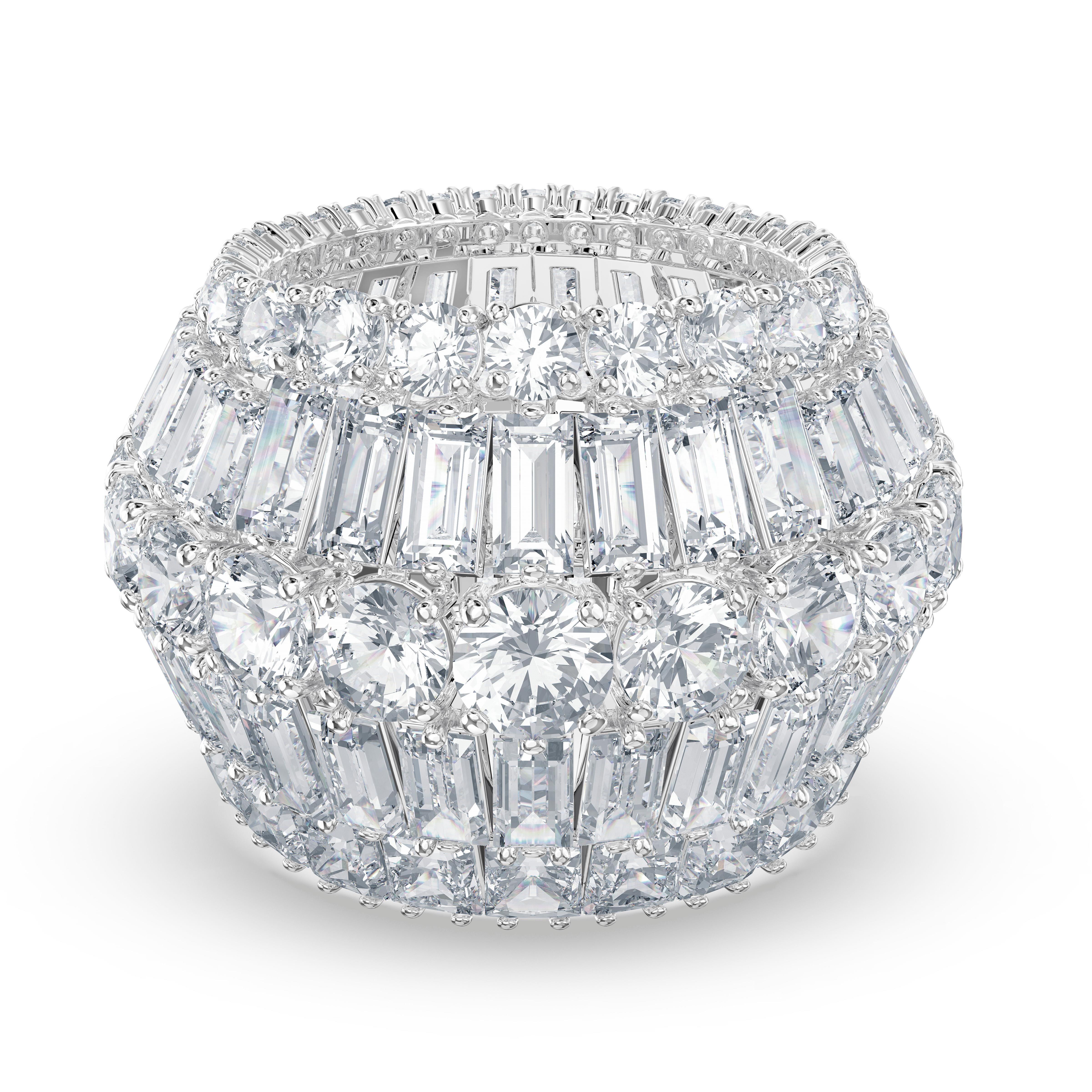 Hyperbola Kokteyl Yüzüğü, Beyaz, Rodyum kaplama 55