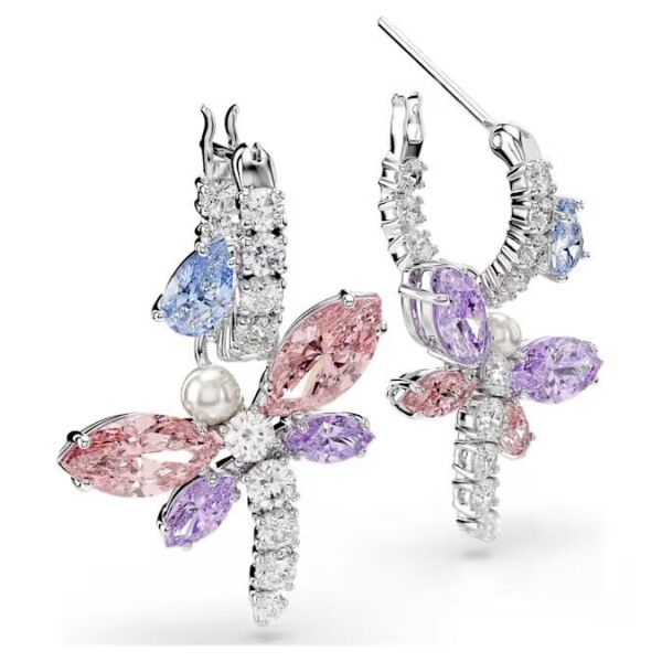 Ariana Grande x Swarovski damla küpeler, Karışık kesimler, Yusufçuk, Çok renkli, Rodyum kaplama