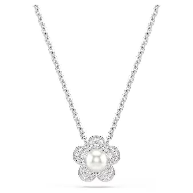Ariana Grande x Swarovski Kolye Kristal inci, Yuvarlak kesim, Çiçek, Beyaz, Rodyum kaplama