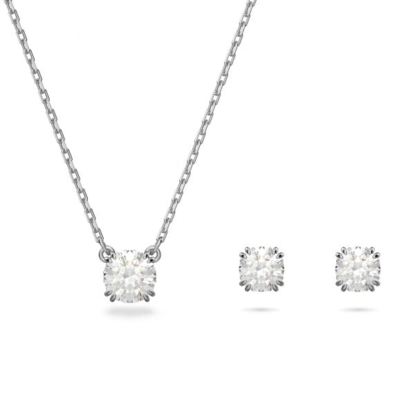 Stilla Set, Yuvarlak kesim, Beyaz, Rodyum kaplama - 5647663