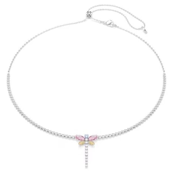 Ariana Grande x Swarovski Tennis Y kolye, Karışık kesimler, Yusufçuk, Çok renkli, Rodyum kaplama