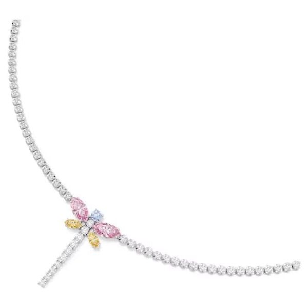 Ariana Grande x Swarovski Tennis Y kolye, Karışık kesimler, Yusufçuk, Çok renkli, Rodyum kaplama