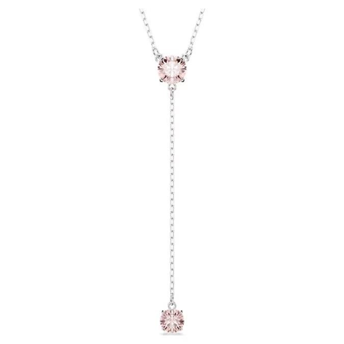Attract Y-Kolye, Yuvarlak kesim, Pembe, Rodyum kaplama