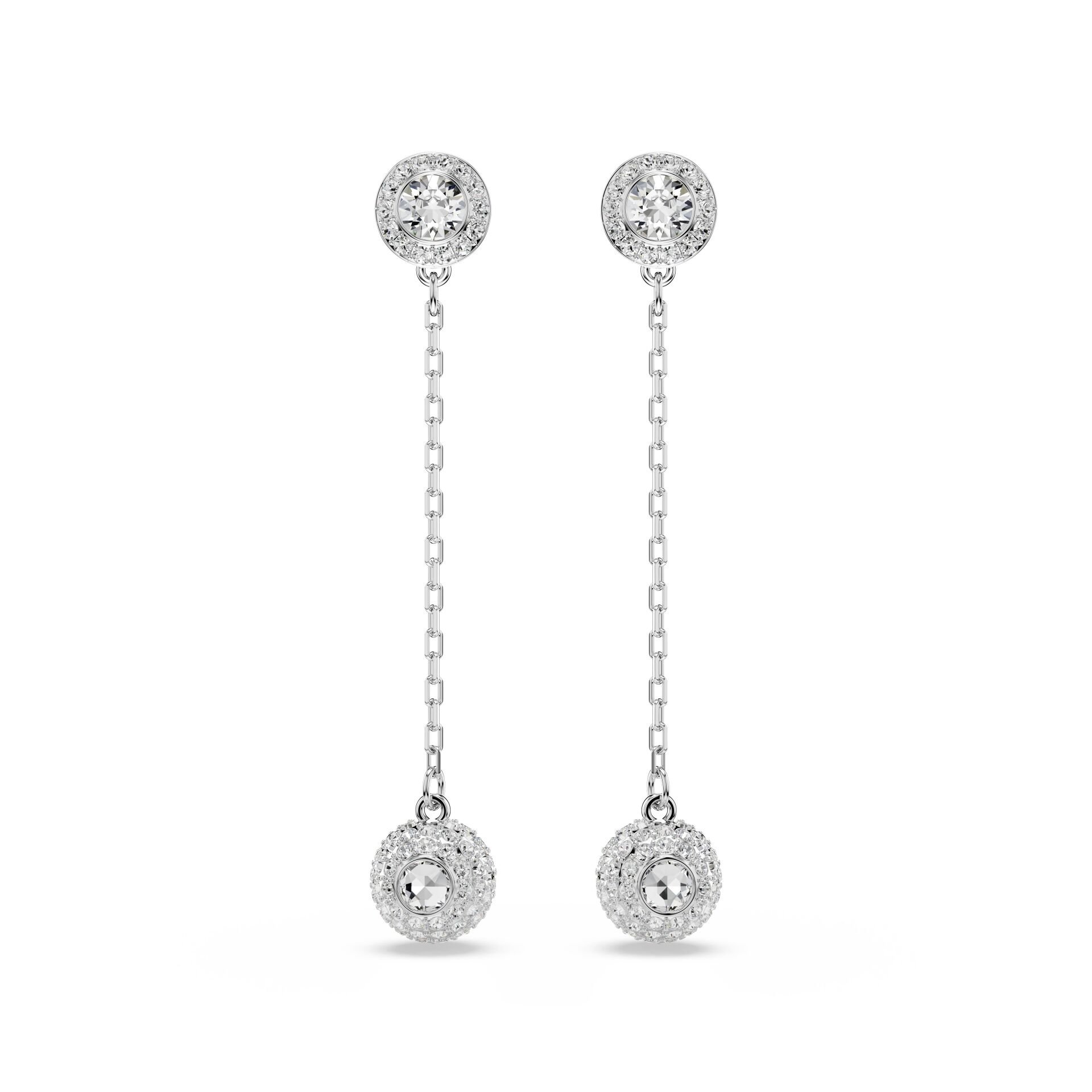 Una Angelic damla küpeler, Yuvarlak kesim, Beyaz, Rodyum kaplama