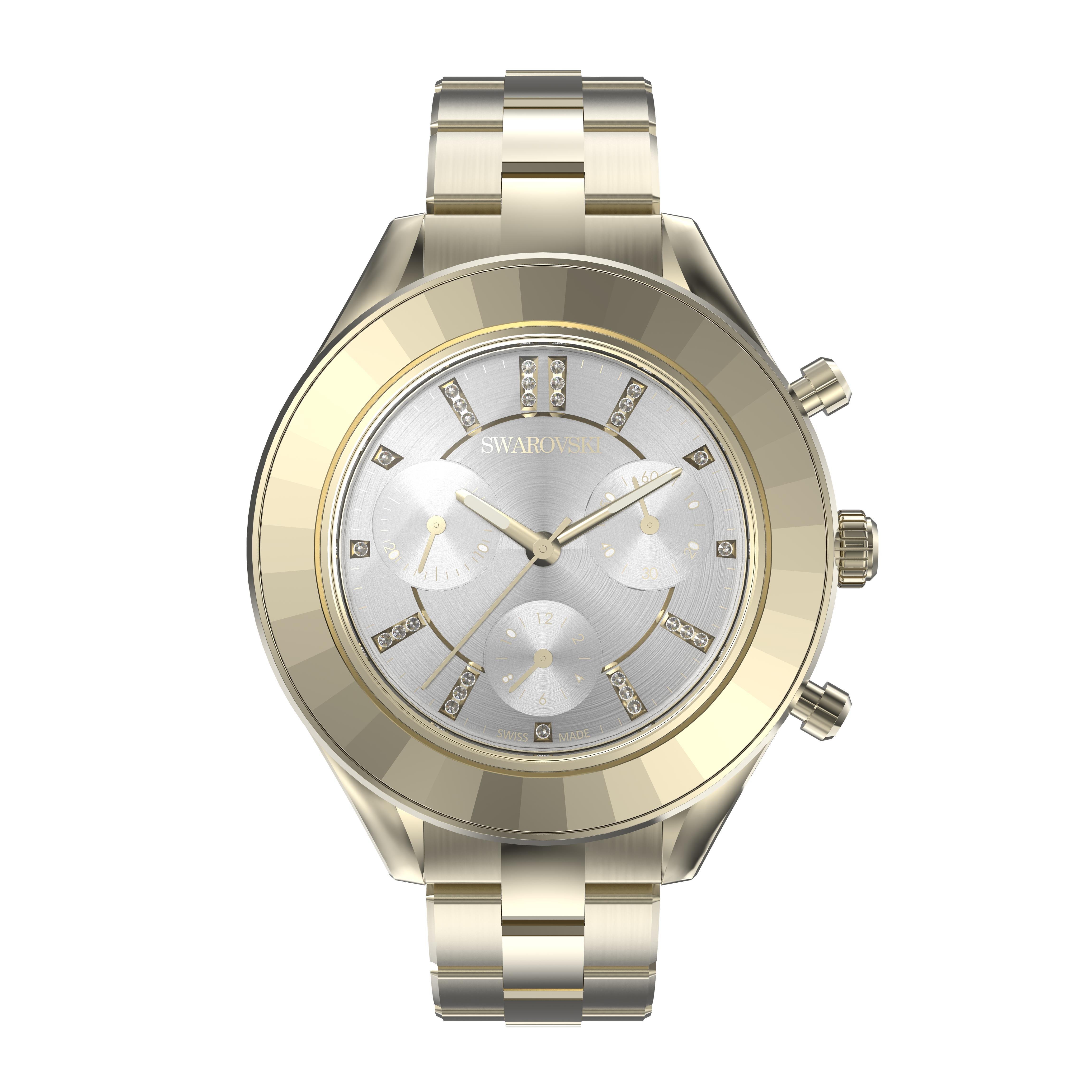 Octea Lux Sport Saat, Metal bileklik, Beyaz, Altın rengi PVD